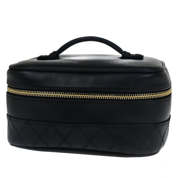 CHANEL CC Logo Bicolore Vanity Hand Bag Leather Black GHW Italy authentic - Picture 1 of 15